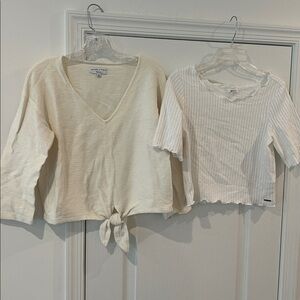 ROXY & Madewell Cream and White Knit Tops Set